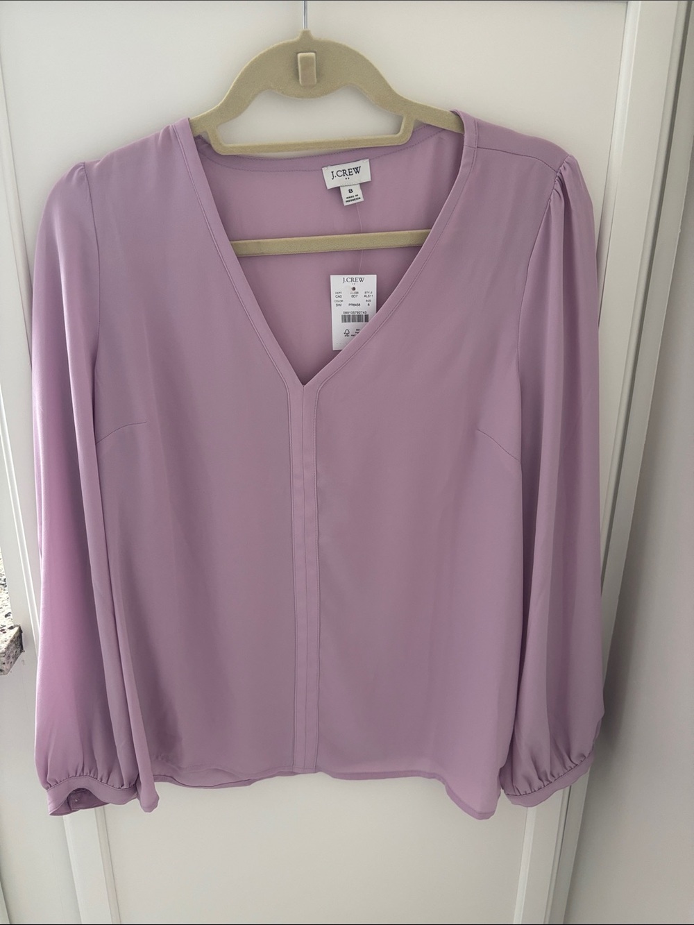 J. Crew Lavender V-Neck Long Sleeve Blouse